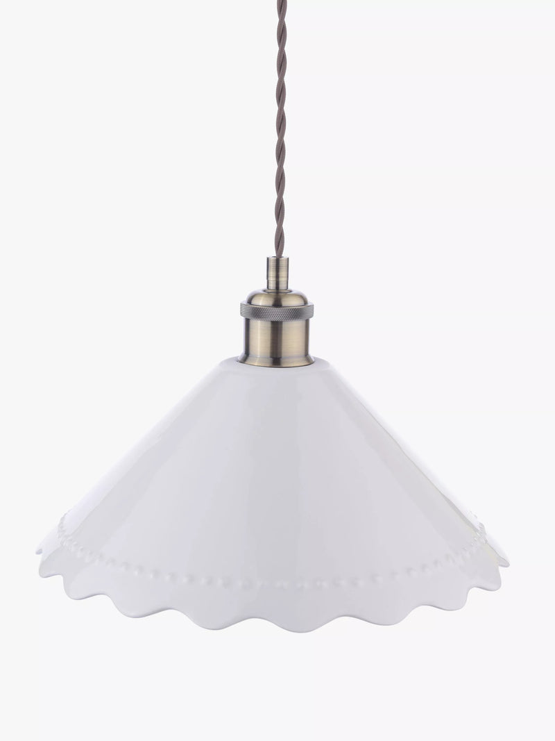 Laura Ashley pendant ceiling light white scalloped ceramic shade 29cm - British product