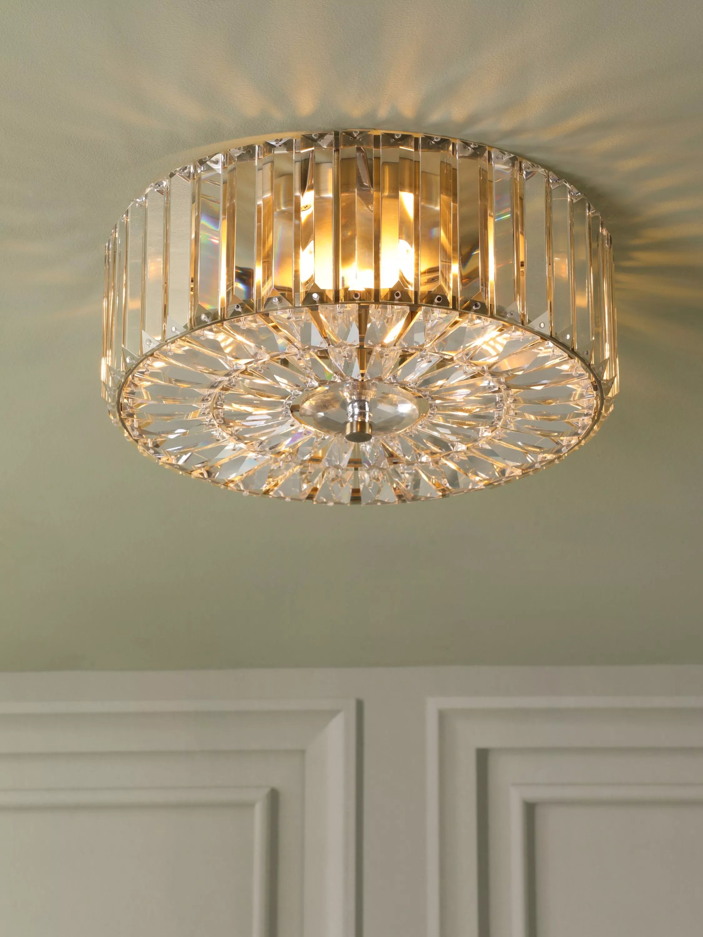 Laura Ashley Fernhurst flush ceiling light antique brass, imported from the UK