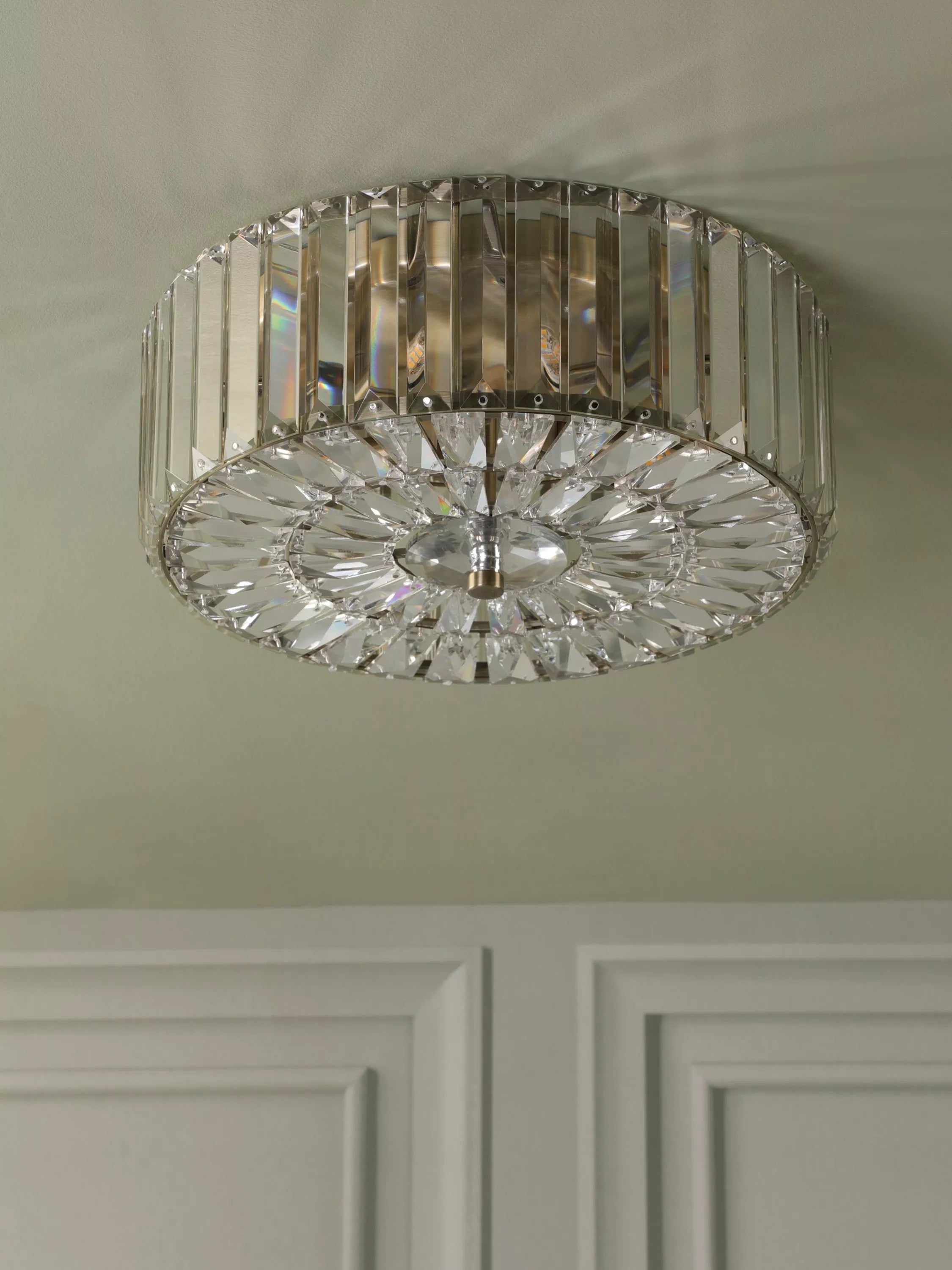 Laura Ashley Fernhurst flush ceiling light antique brass, imported from the UK