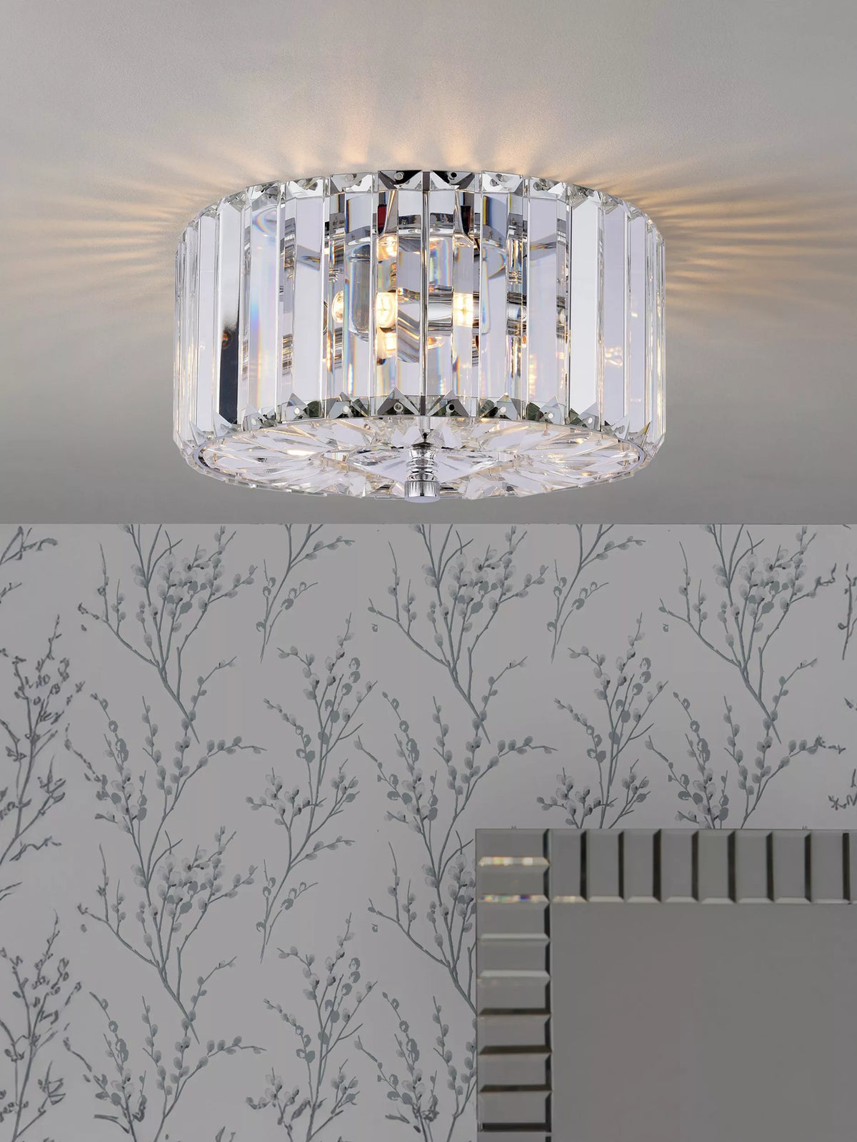 Laura Ashley Fernhurst flush ceiling light polished chrome (British brand)