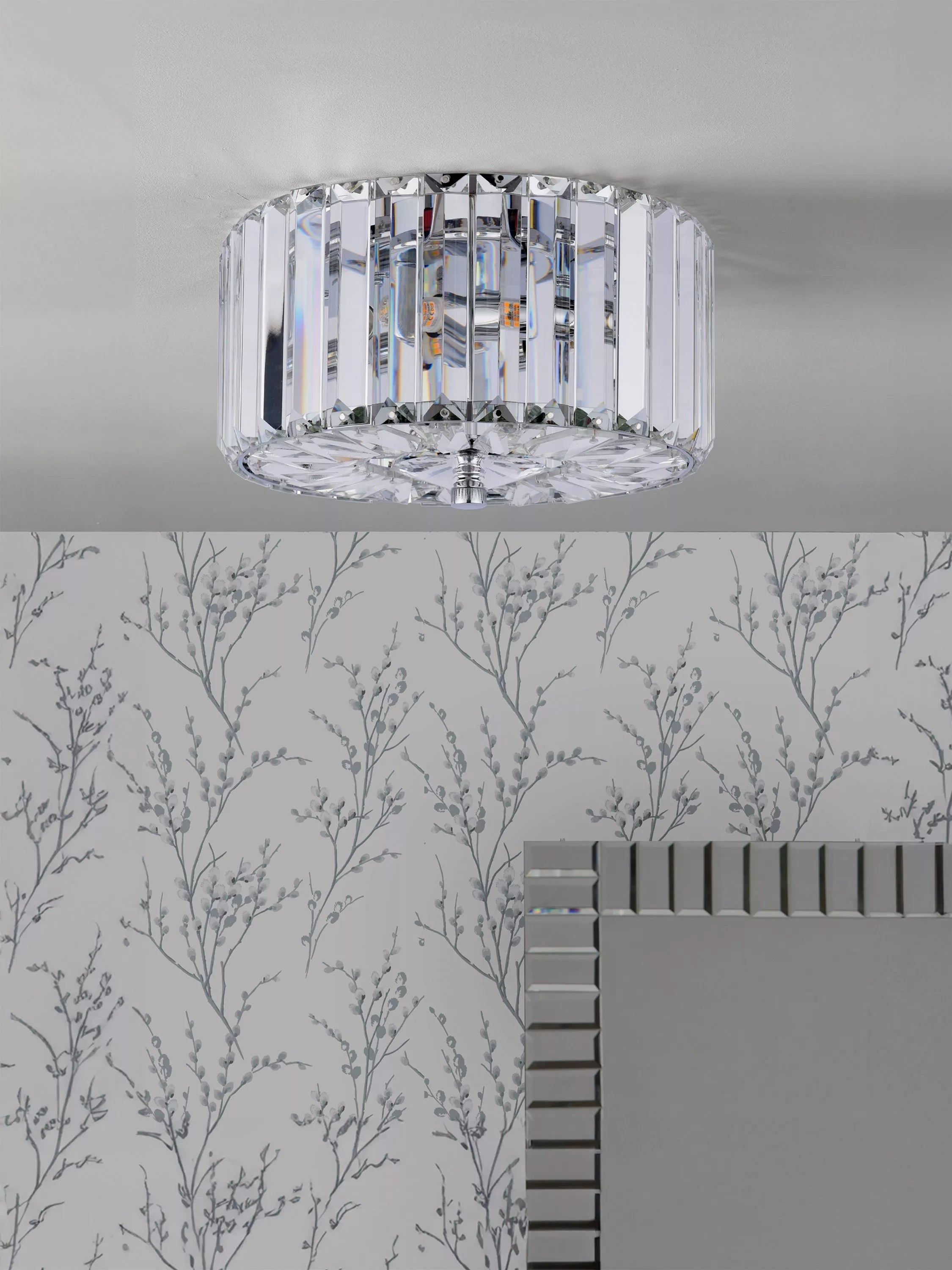 Laura Ashley Fernhurst flush ceiling light polished chrome (British brand)