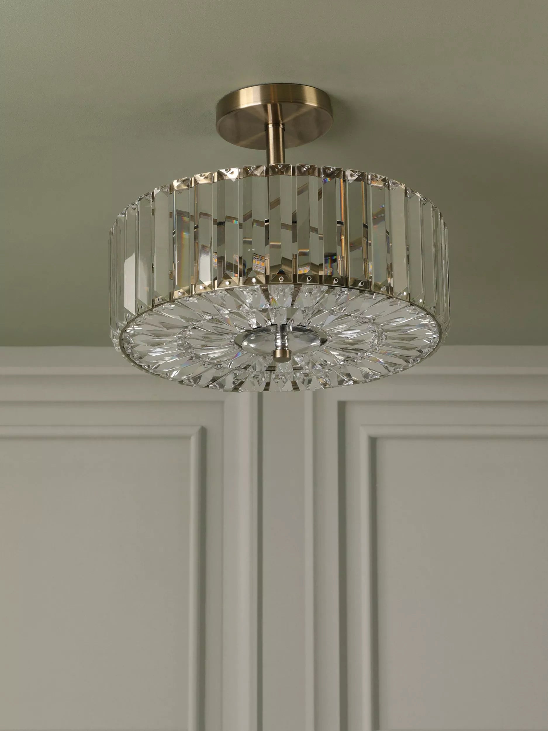 Laura Ashley semi-flush ceiling light antique brass 3 bulb, imported from the UK