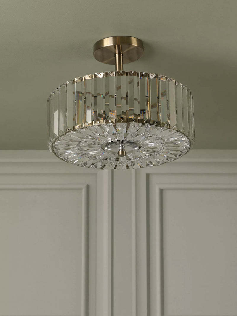 Laura Ashley semi-flush ceiling light antique brass 3 bulb, imported from the UK