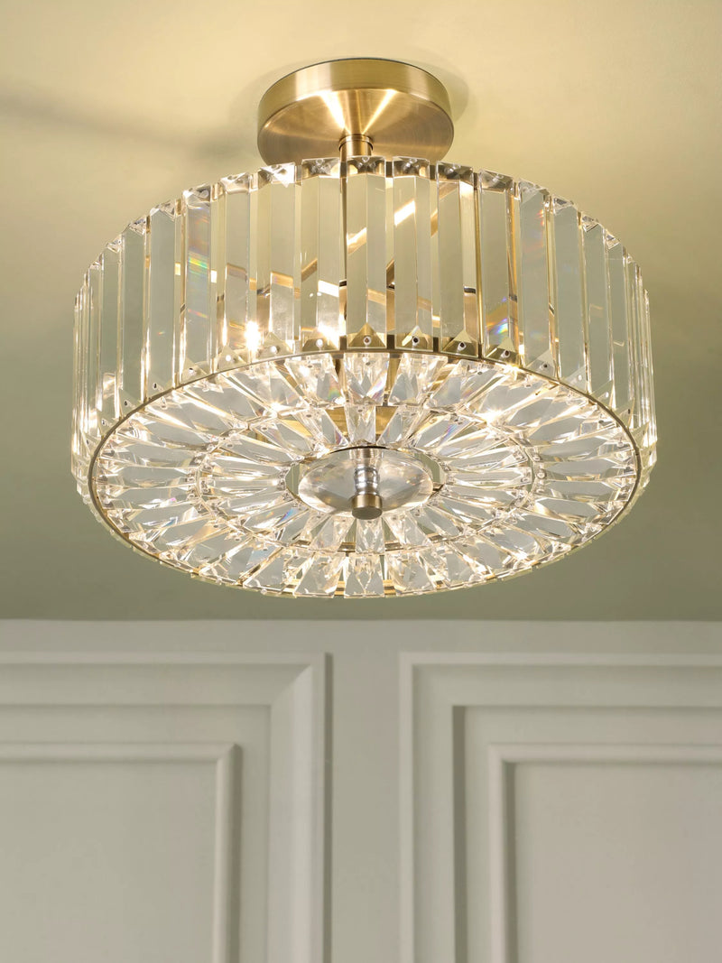 Laura Ashley semi-flush ceiling light antique brass 3 bulb, imported from the UK