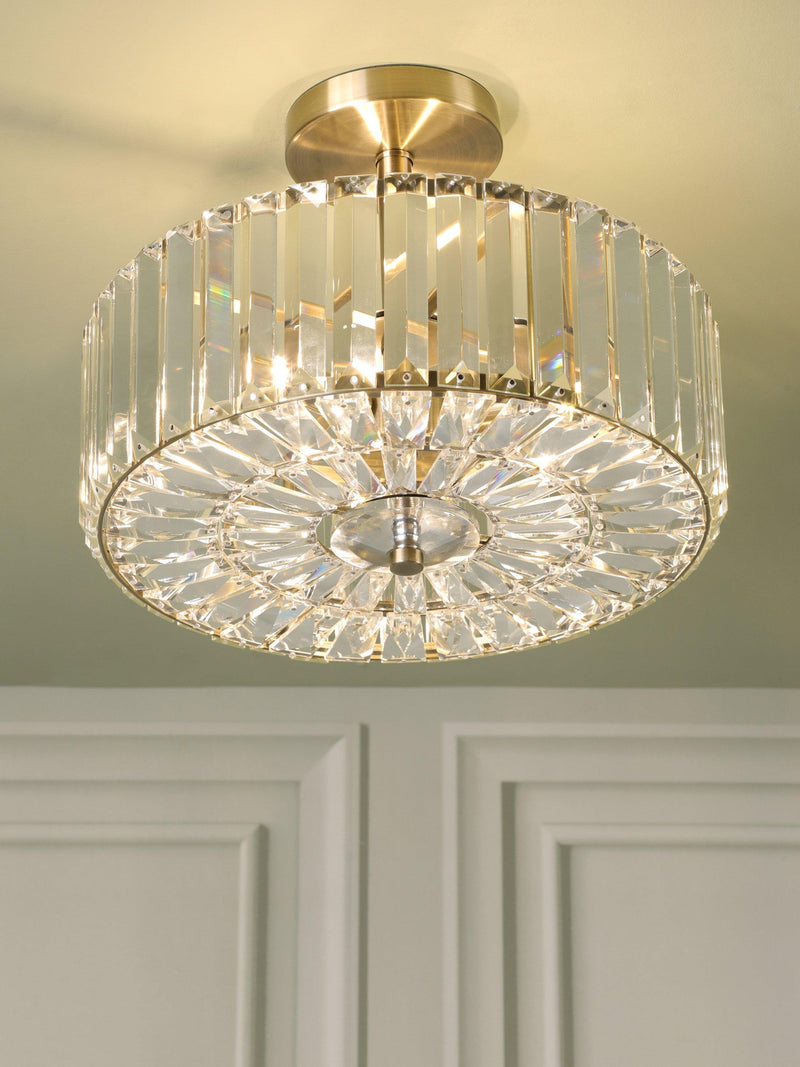 Laura Ashley semi-flush ceiling light antique brass 3 bulb, imported from the UK