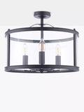 Laura Ashley Harrington semi-flush ceiling light black 3 bulb, imported from the UK