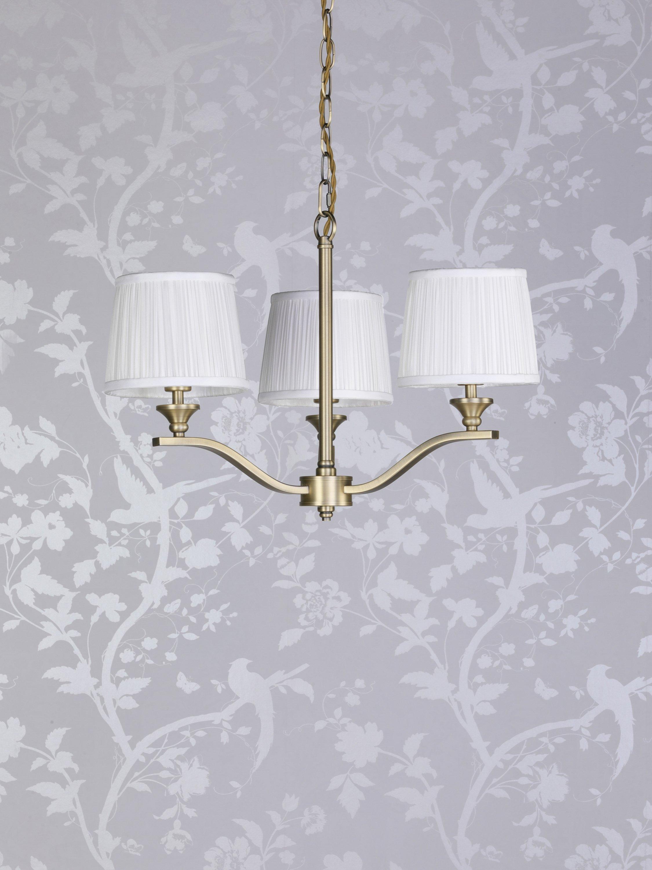 Laura Ashley Hemsley ceiling light antique brass pleated silk shades (British brand)