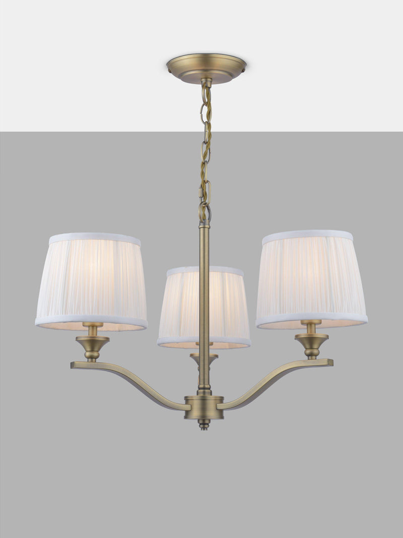 Laura Ashley Hemsley ceiling light antique brass pleated silk shades (British brand)