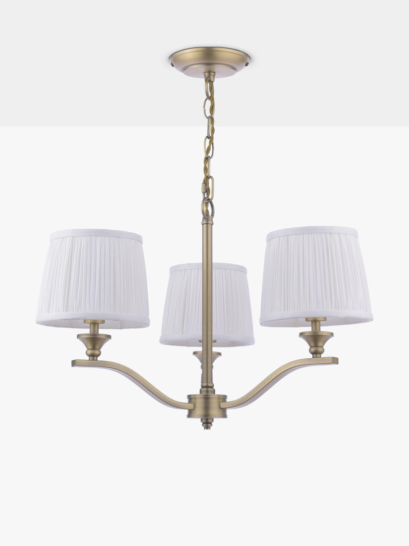 Laura Ashley Hemsley ceiling light antique brass pleated silk shades (British brand)