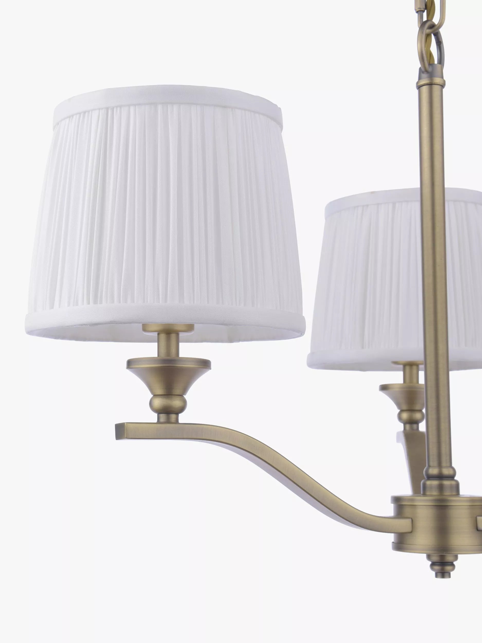 Laura Ashley Hemsley ceiling light antique brass pleated silk shades (British brand)