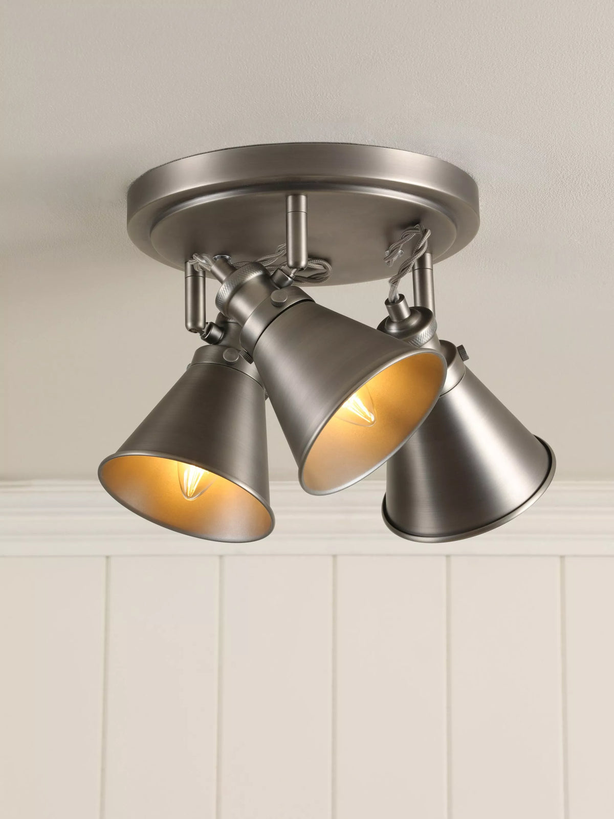 Laura Ashley Rufus three-light spotlight ceiling plate nickel (British brand)