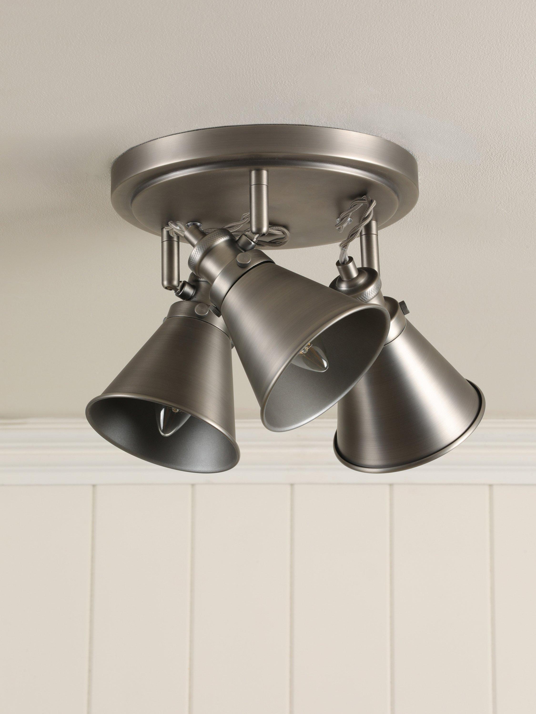 Laura Ashley Rufus three-light spotlight ceiling plate nickel (British brand)