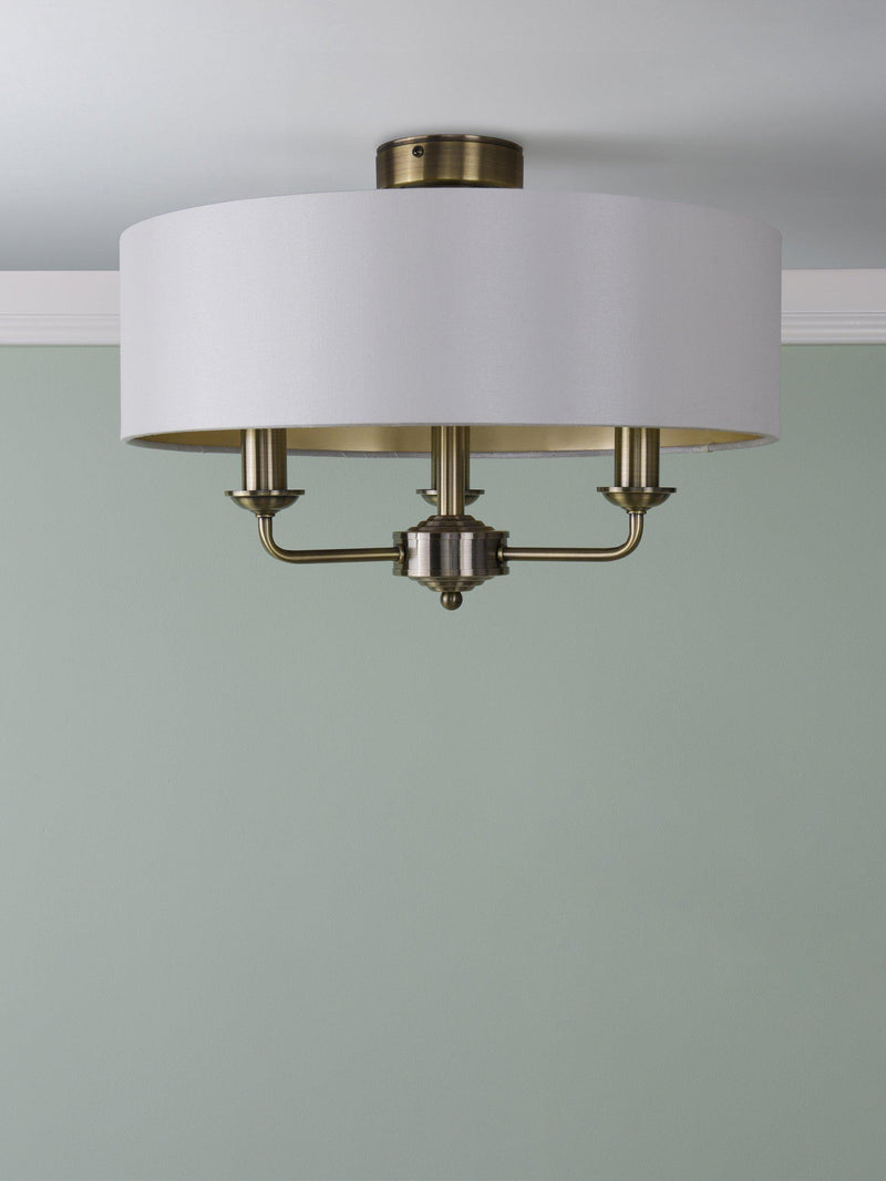 Laura Ashley semi-flush ceiling light antique brass, imported from the UK