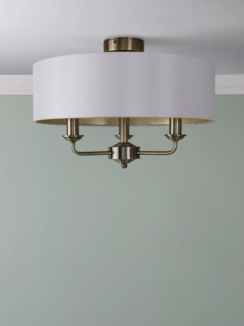 Laura Ashley semi-flush ceiling light antique brass, imported from the UK