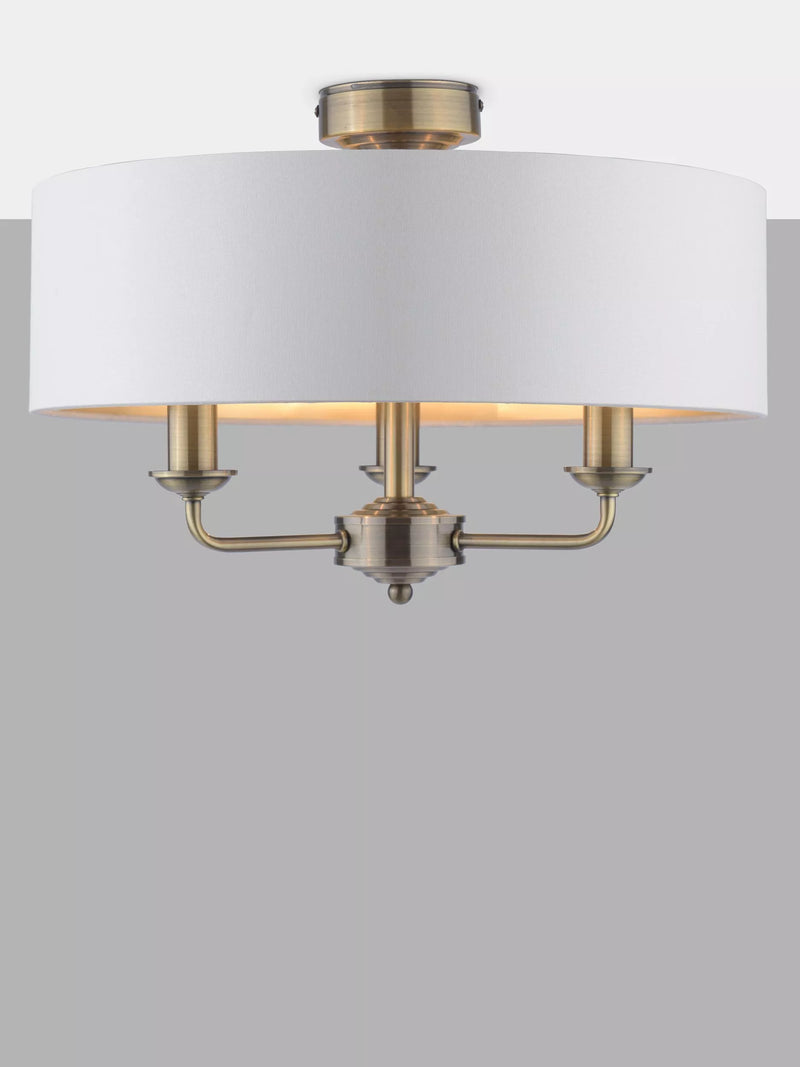 Laura Ashley semi-flush ceiling light antique brass, imported from the UK