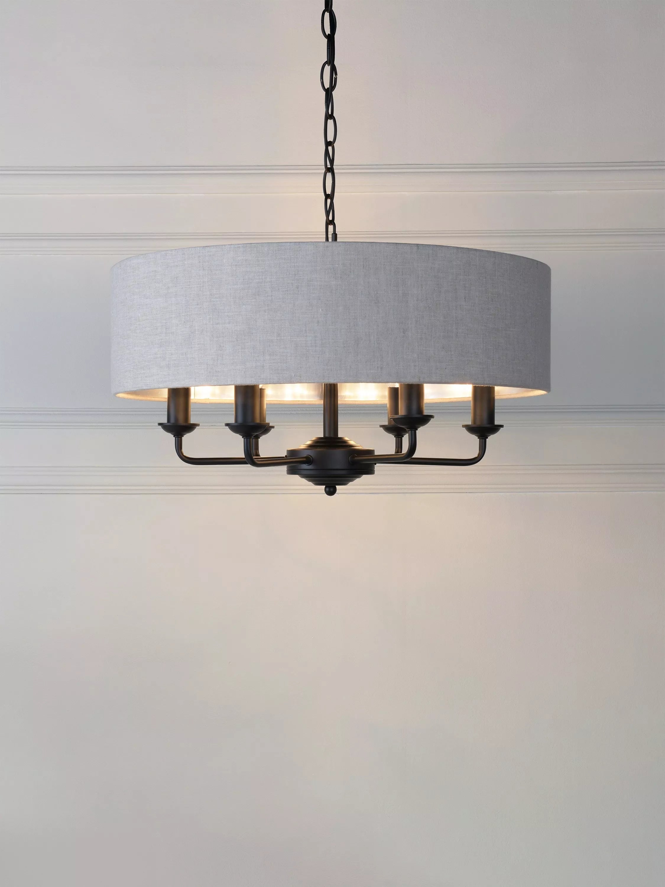 Laura Ashley six-arm black ceiling light, imported from the UK