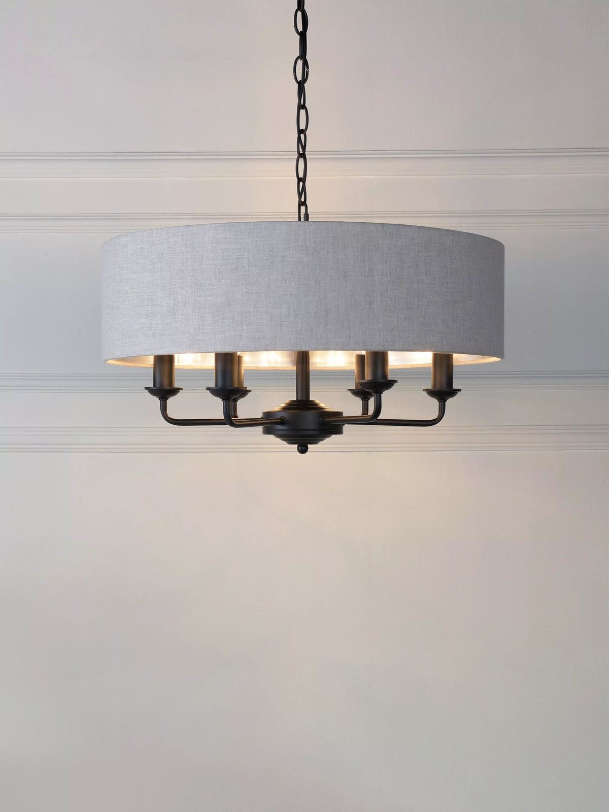 Laura Ashley six-arm black ceiling light, imported from the UK