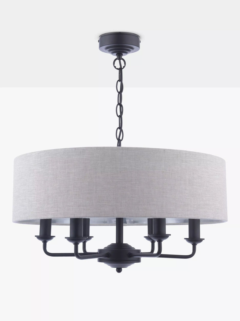 Laura Ashley six-arm black ceiling light, imported from the UK