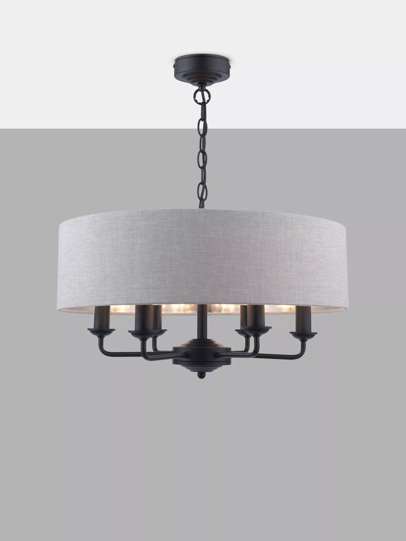 Laura Ashley six-arm black ceiling light, imported from the UK