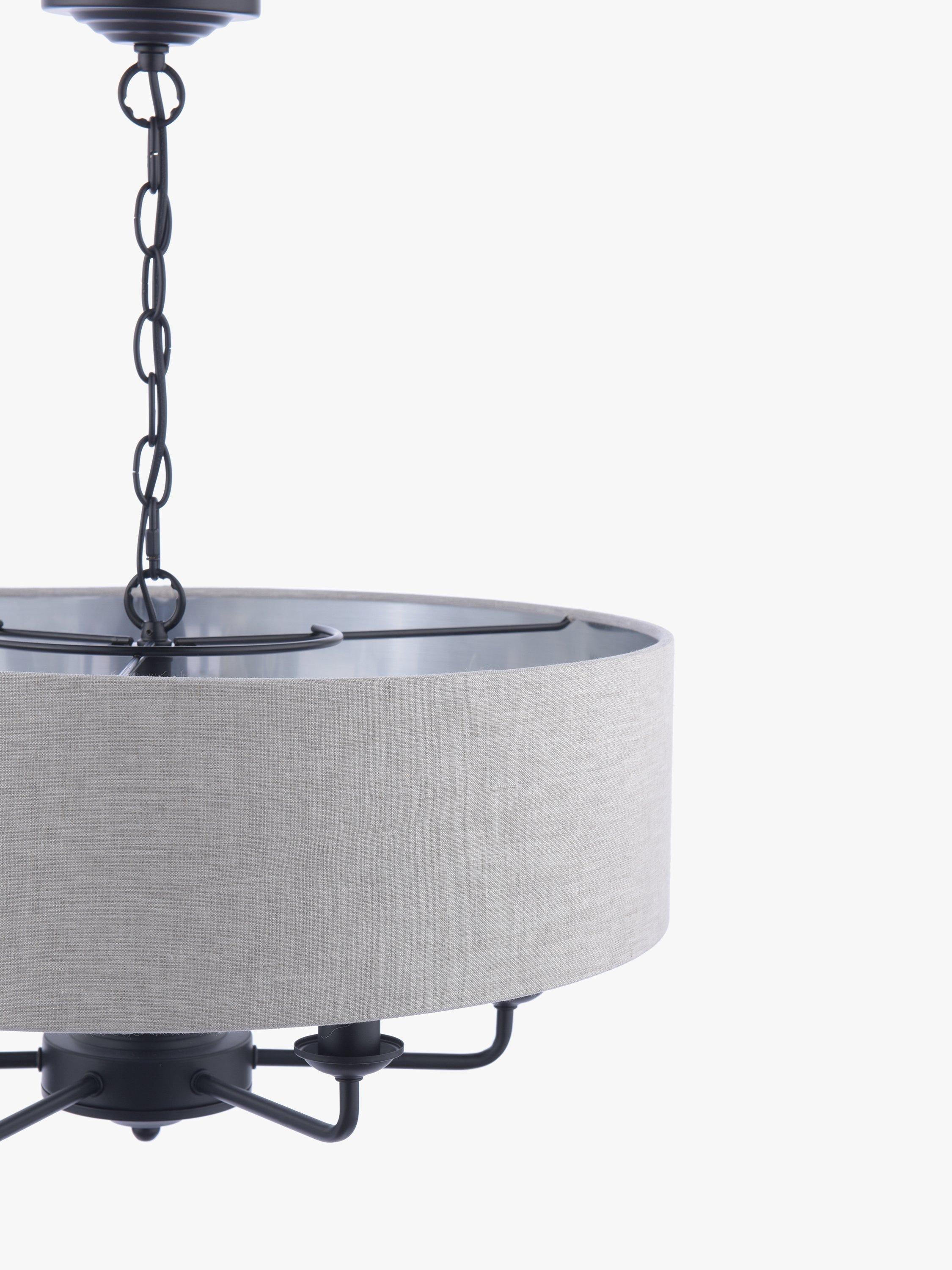 Laura Ashley six-arm black ceiling light, imported from the UK