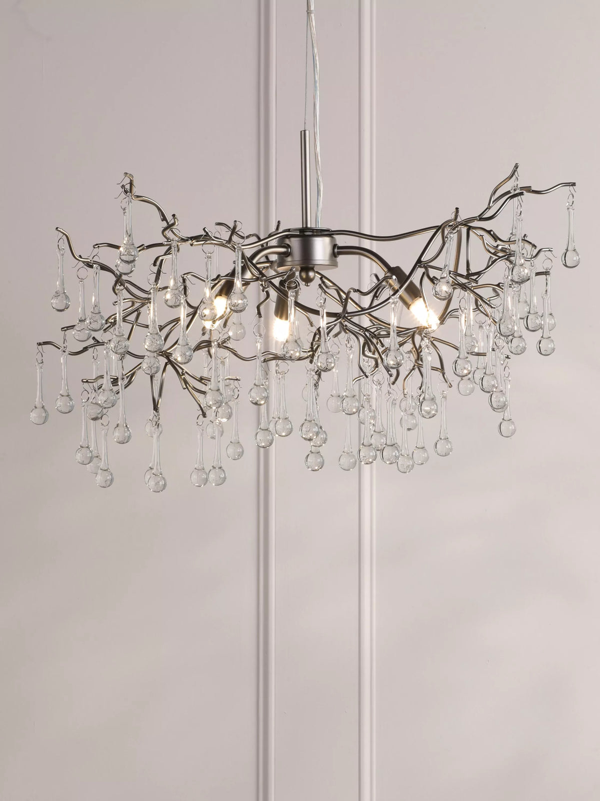 Laura Ashley Willow ceiling light in pewter with crystal drops (British brand)