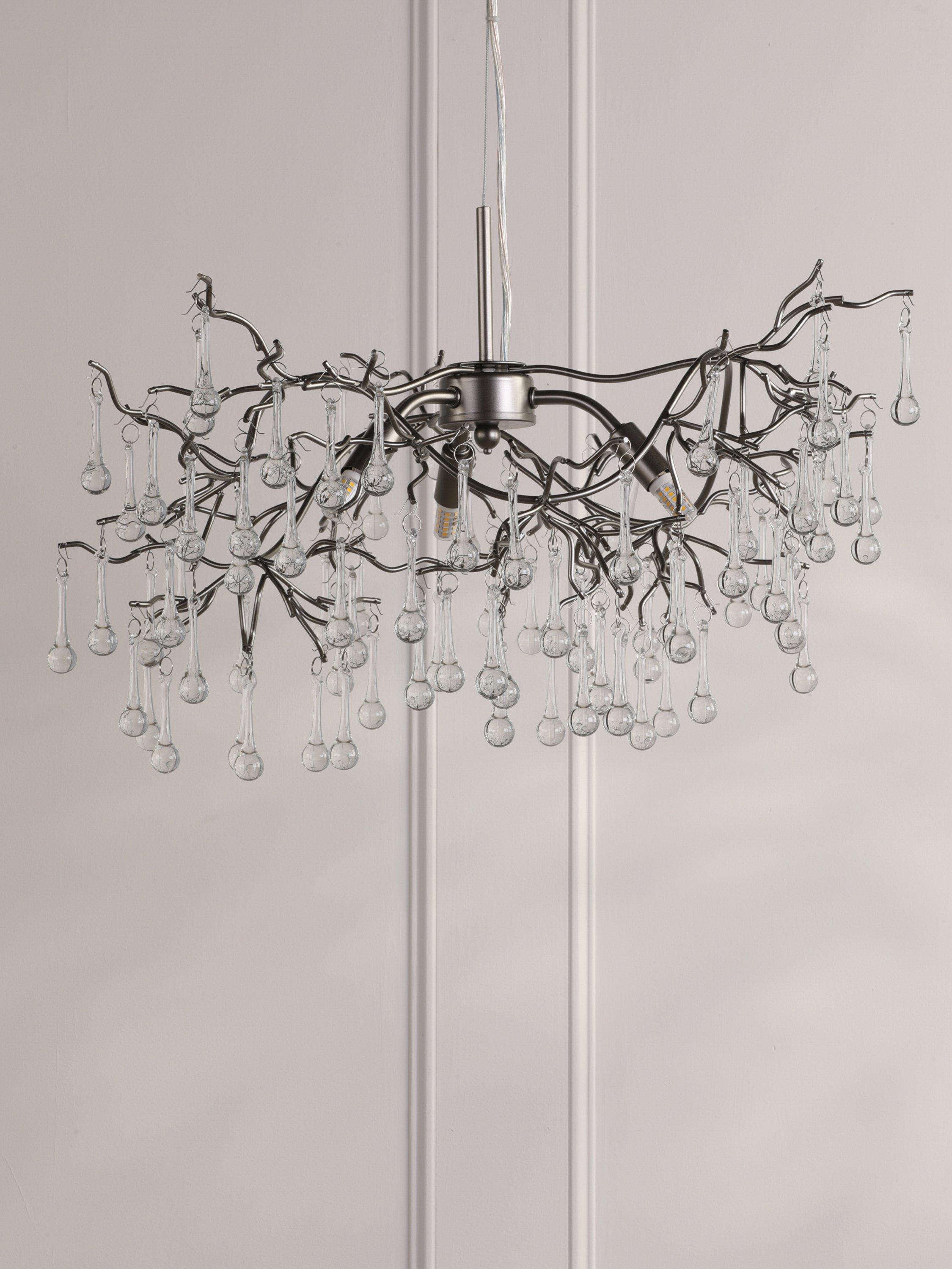 Laura Ashley Willow ceiling light in pewter with crystal drops (British brand)