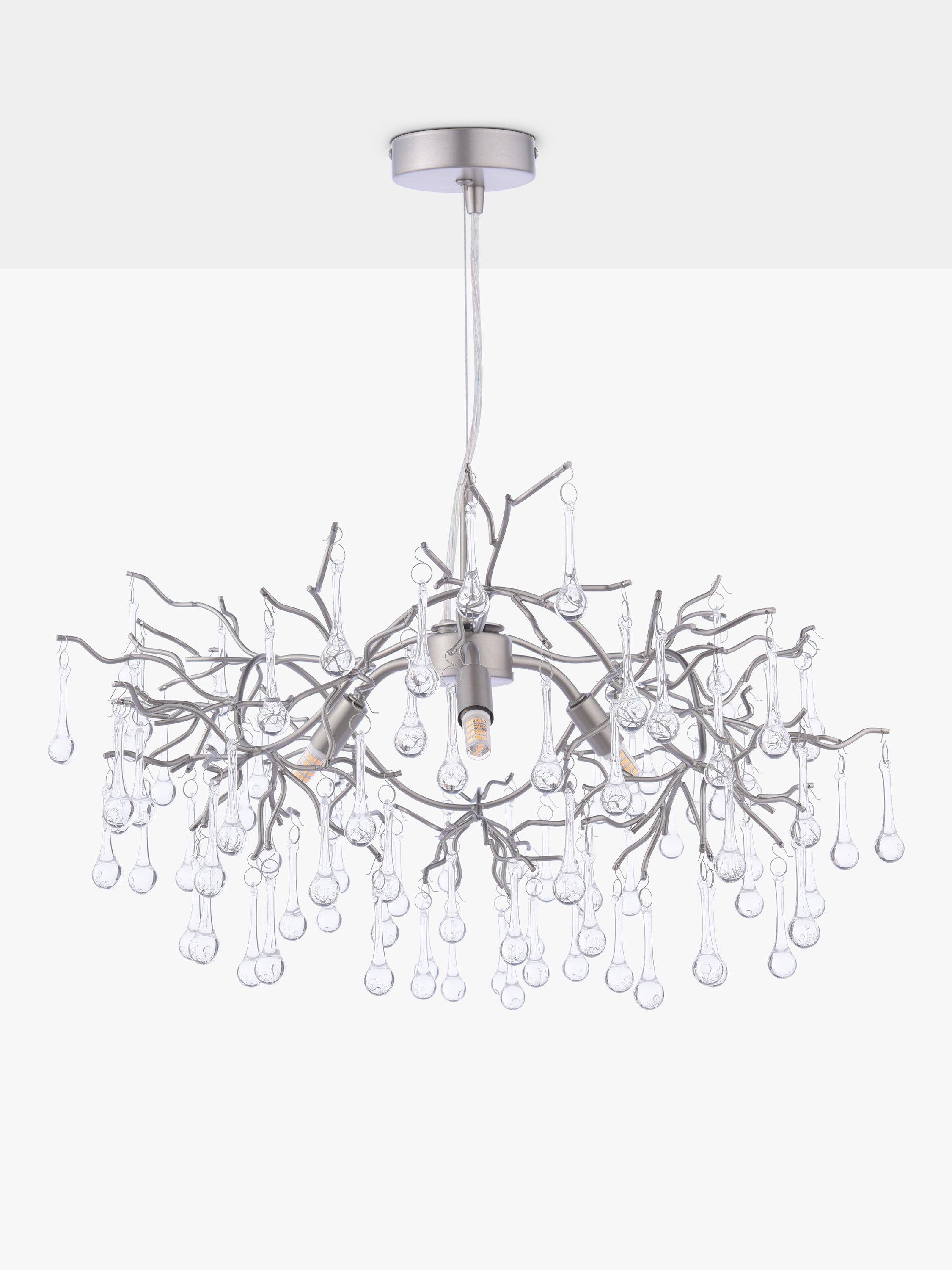 Laura Ashley Willow ceiling light in pewter with crystal drops (British brand)