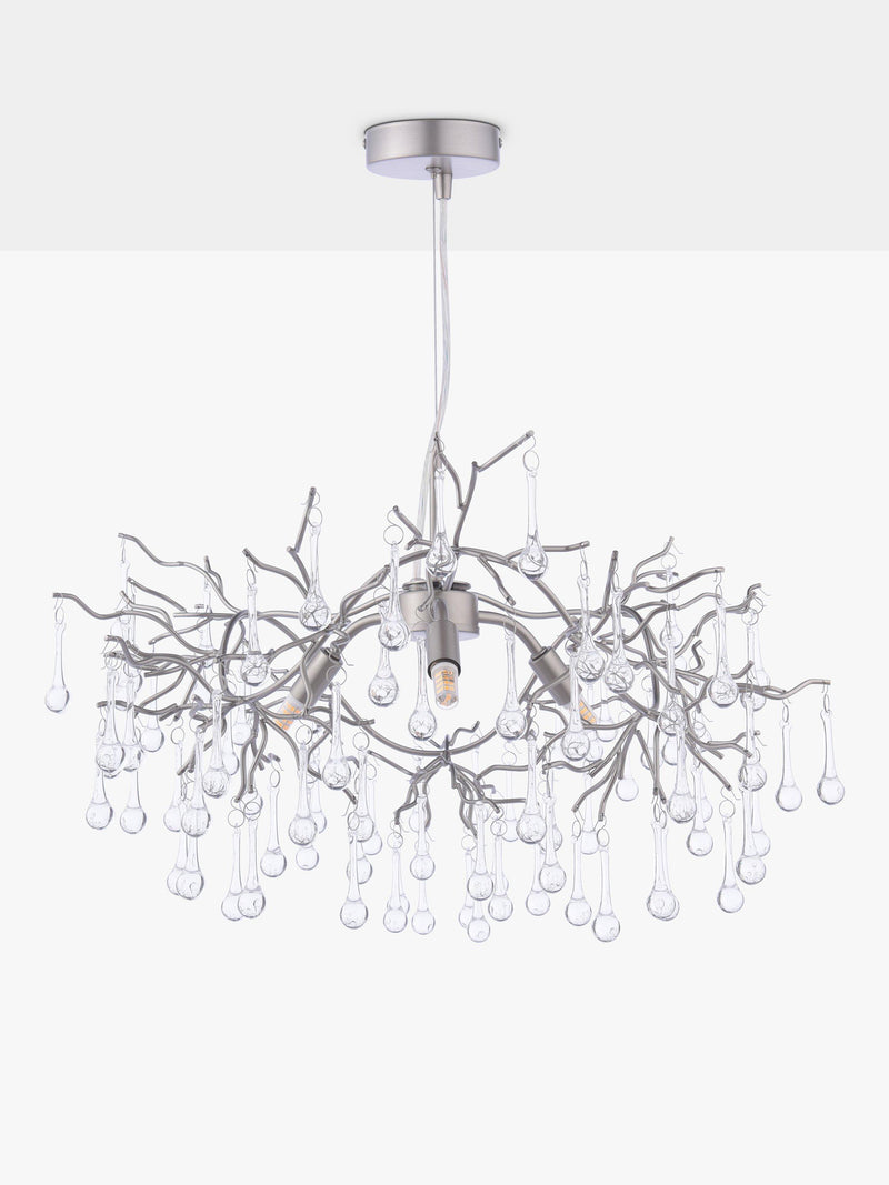 Laura Ashley Willow ceiling light in pewter with crystal drops (British brand)