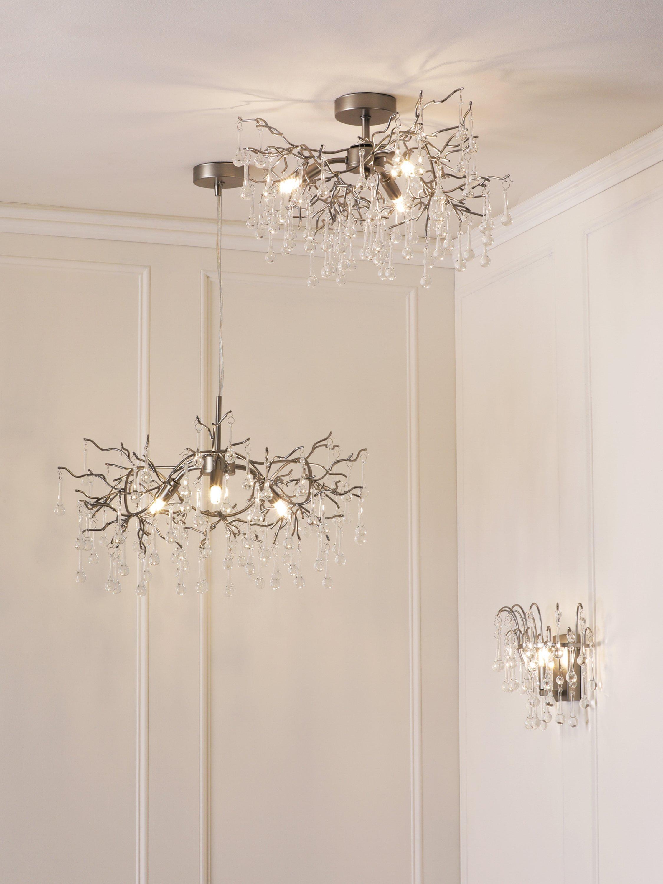 Laura Ashley Willow ceiling light in pewter with crystal drops (British brand)