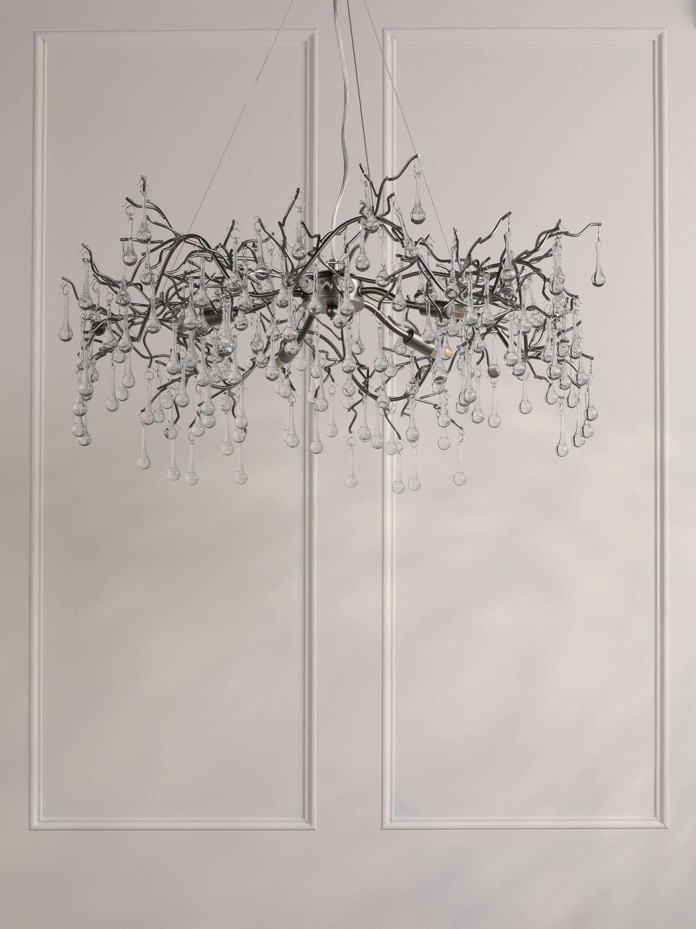 Laura Ashley Willow Grande ceiling light pewter finish, UK version