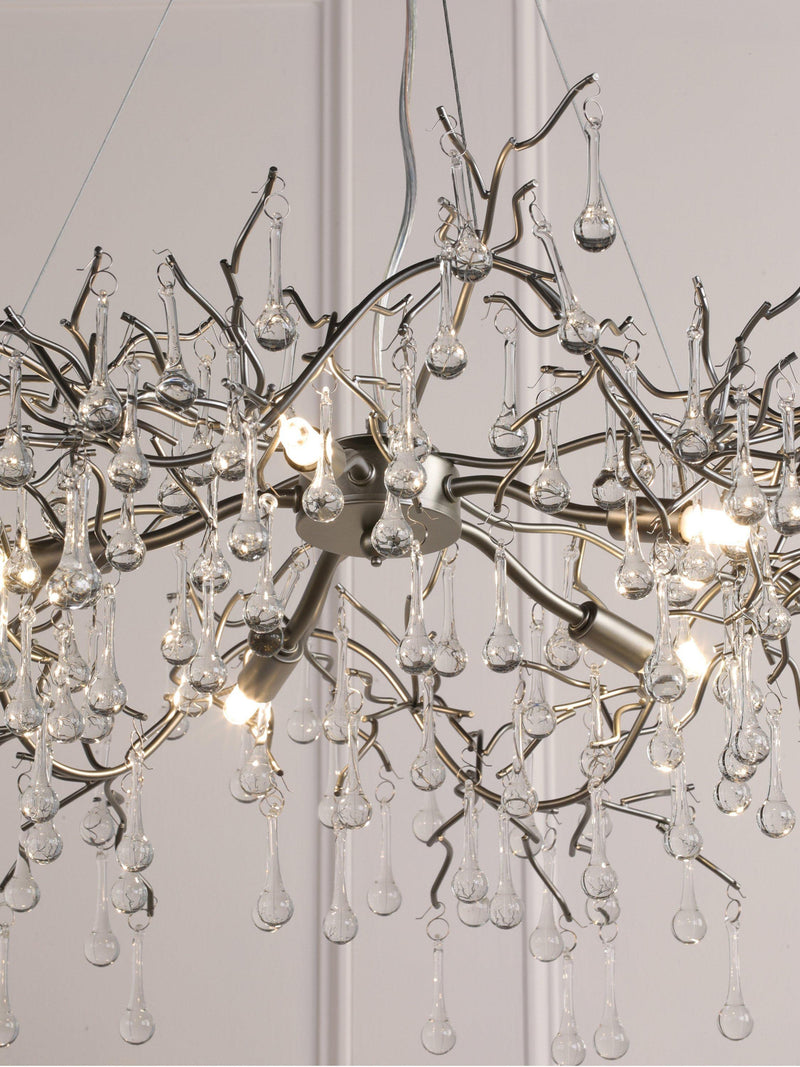 Laura Ashley Willow Grande ceiling light pewter finish, UK version