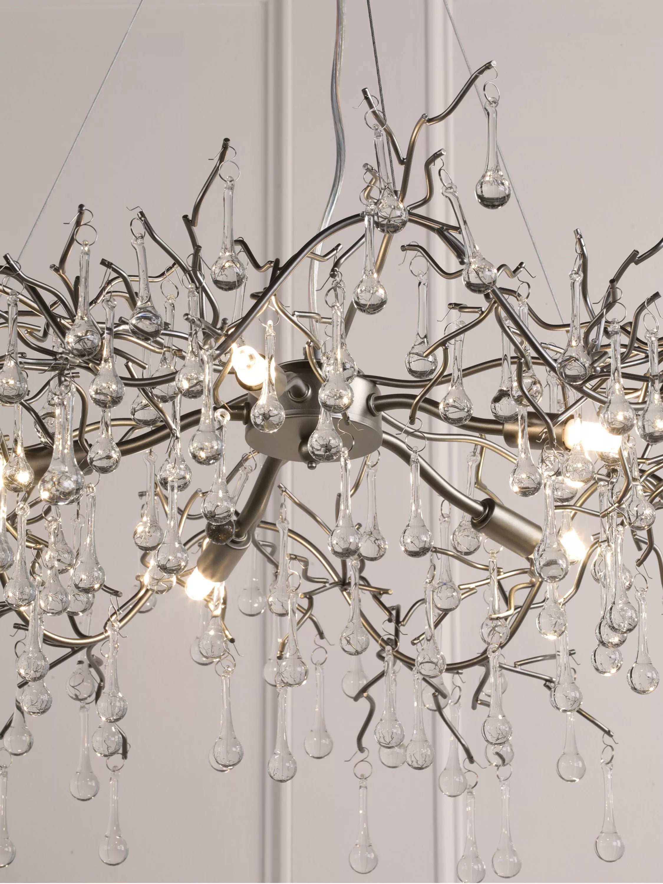 Laura Ashley Willow Grande ceiling light pewter finish, UK version