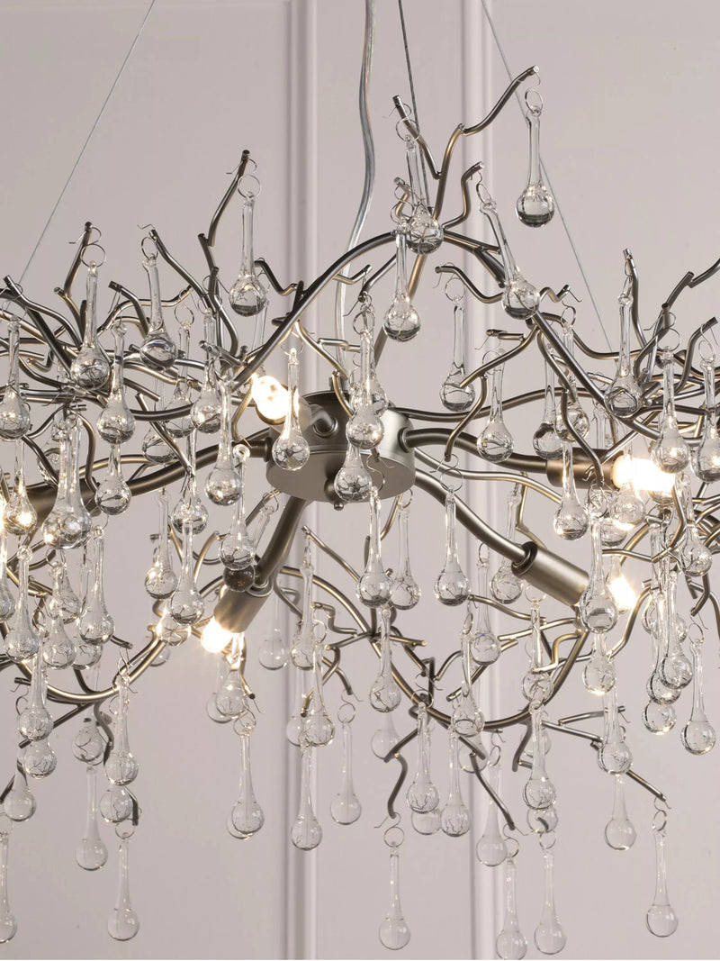 Laura Ashley Willow Grande ceiling light pewter finish, UK version