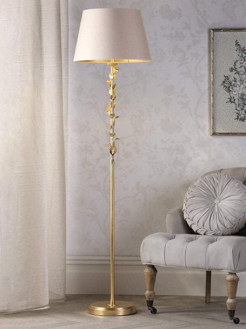Laura Ashley Halton floor lamp in gold (British brand)