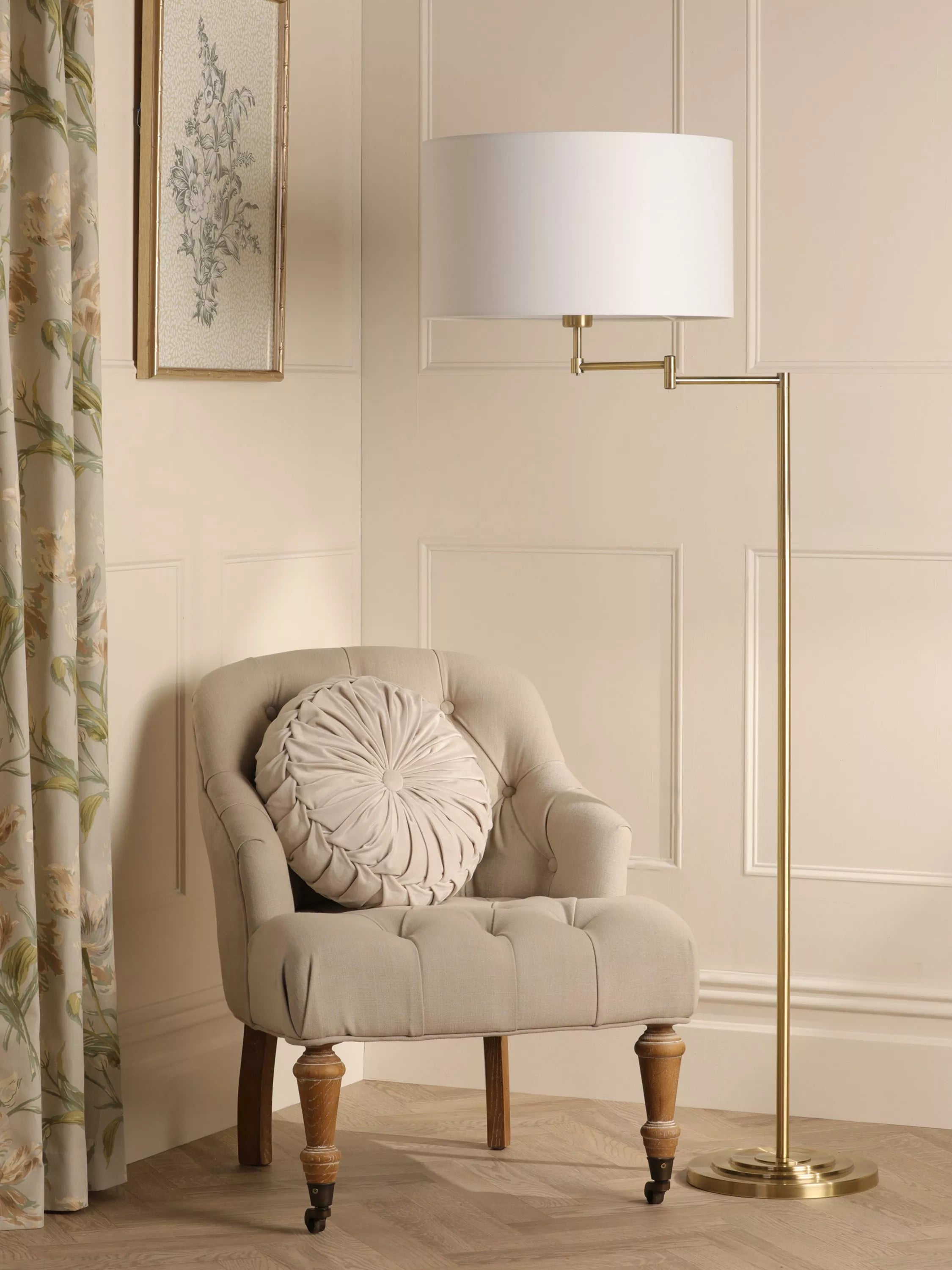 Laura Ashley Marlowe swing arm floor lamp, imported from the UK
