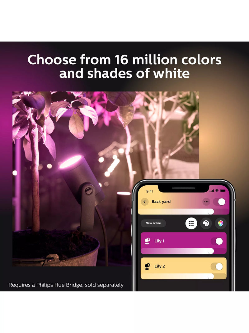 Philips Hue Lily outdoor spotlight base unit with 4 spotlights black, imported from the UK