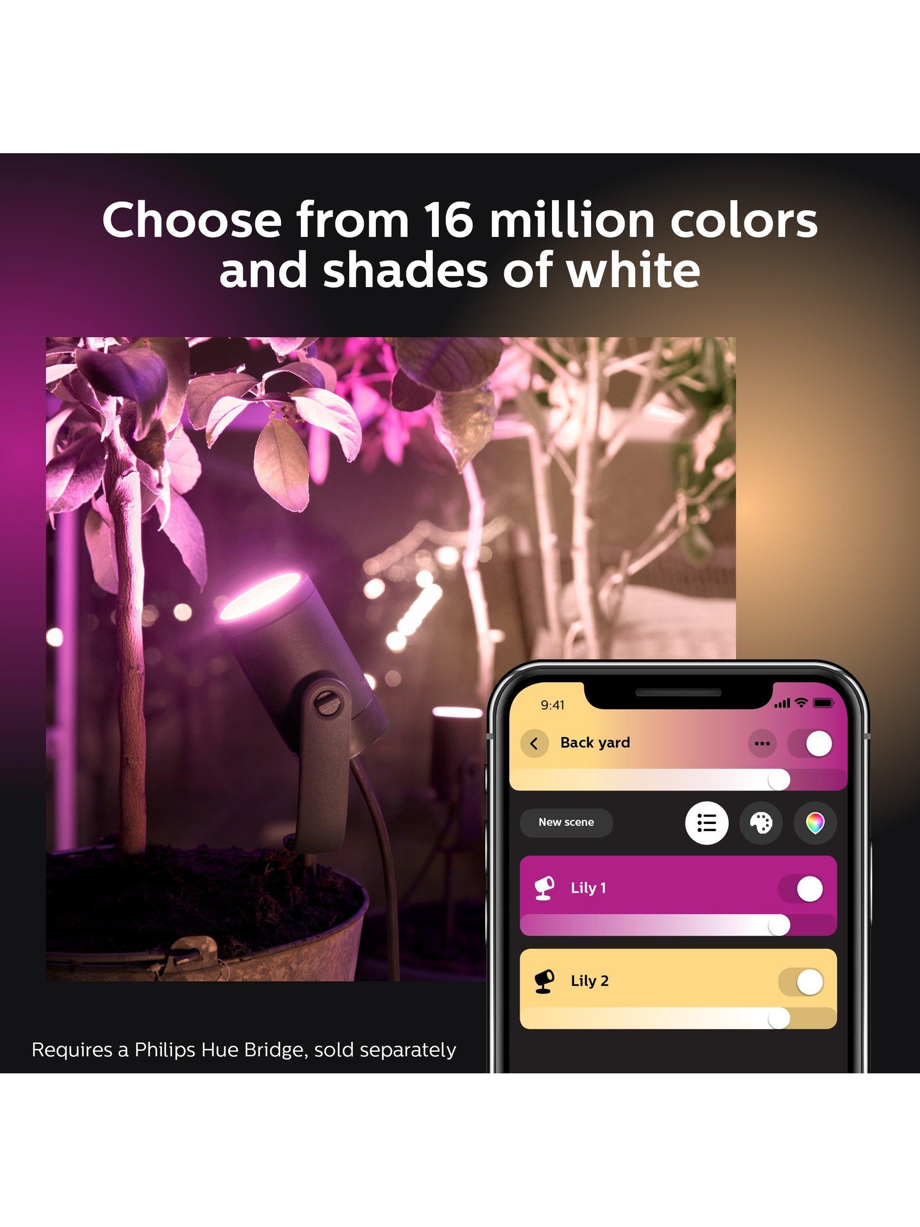Philips Hue Lily outdoor spotlight base unit with 4 spotlights black, imported from the UK