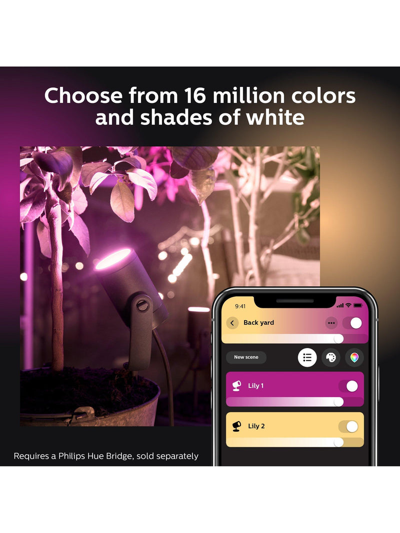 Philips Hue Lily outdoor spotlight base unit with 4 spotlights black, imported from the UK
