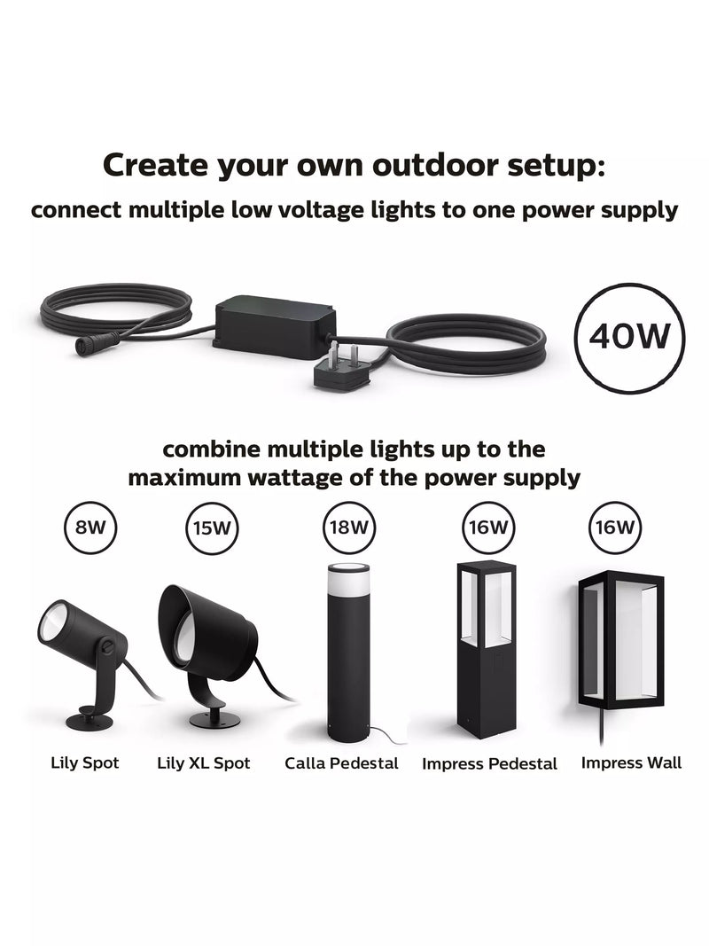 Philips Hue Lily outdoor spotlight base unit with 4 spotlights black, imported from the UK