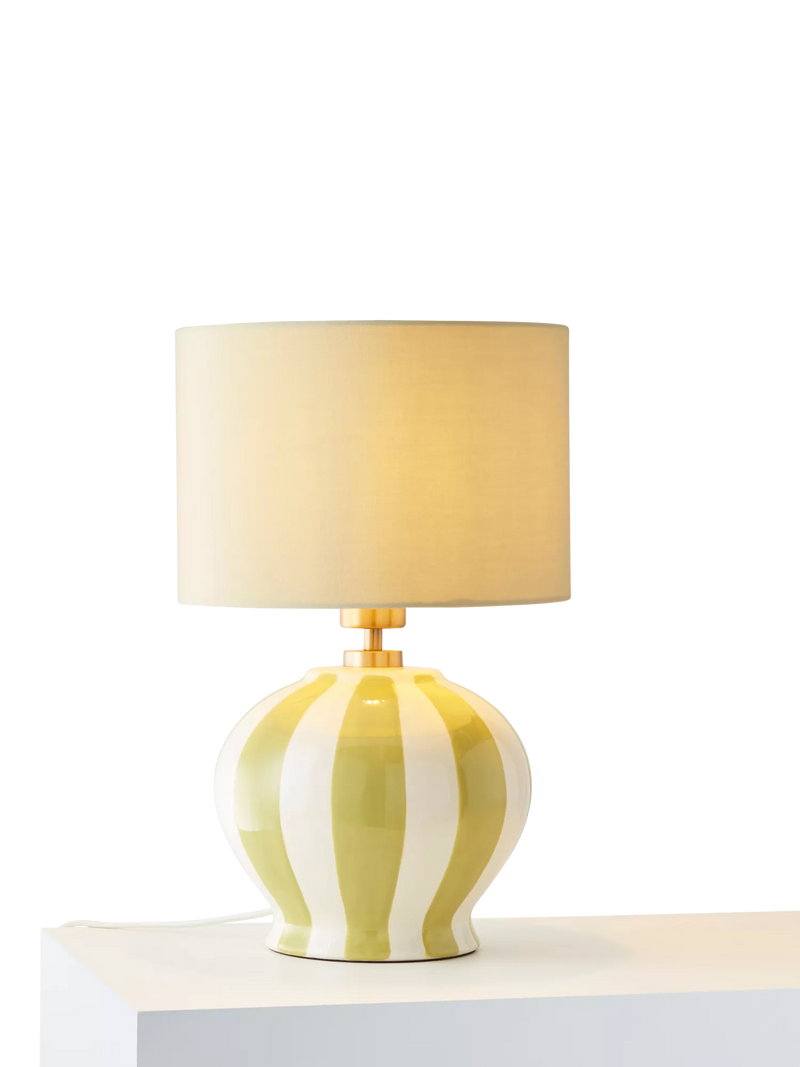 John Lewis Burano stripete keramisk bordlampe med skjerm, UK-versjon