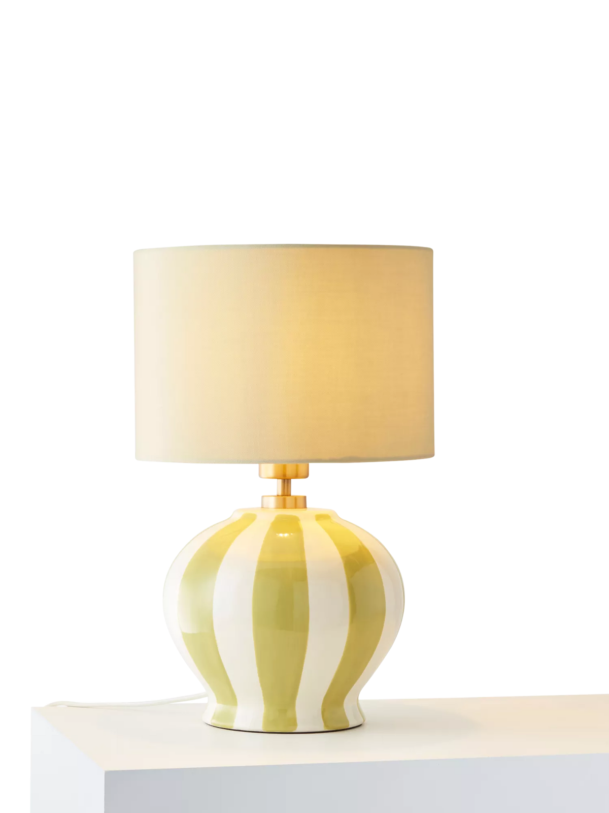 John Lewis Burano stripete keramisk bordlampe med skjerm, UK-versjon