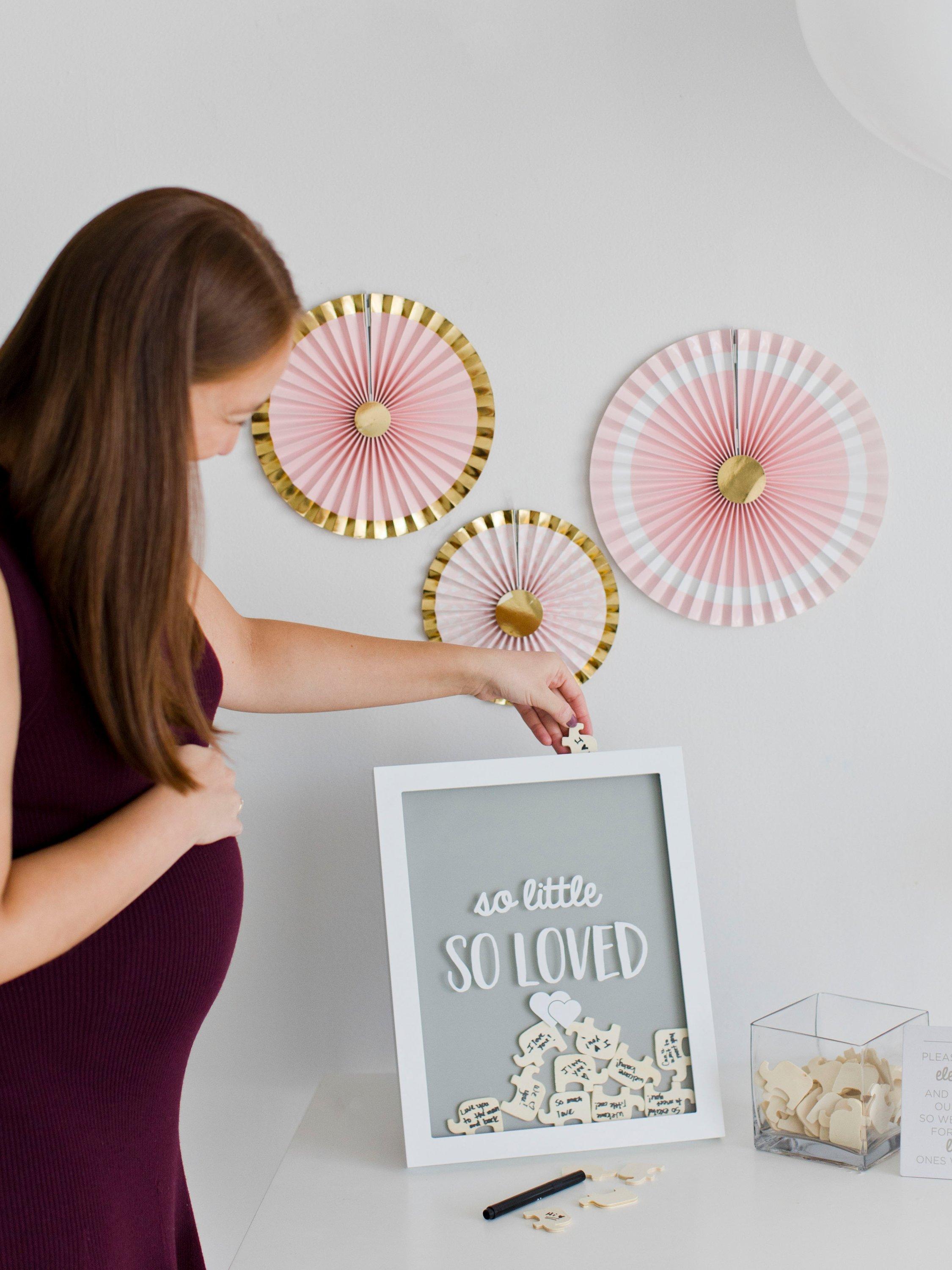 Pearhead elephant frame baby shower alternative with wooden pieces (British brand)