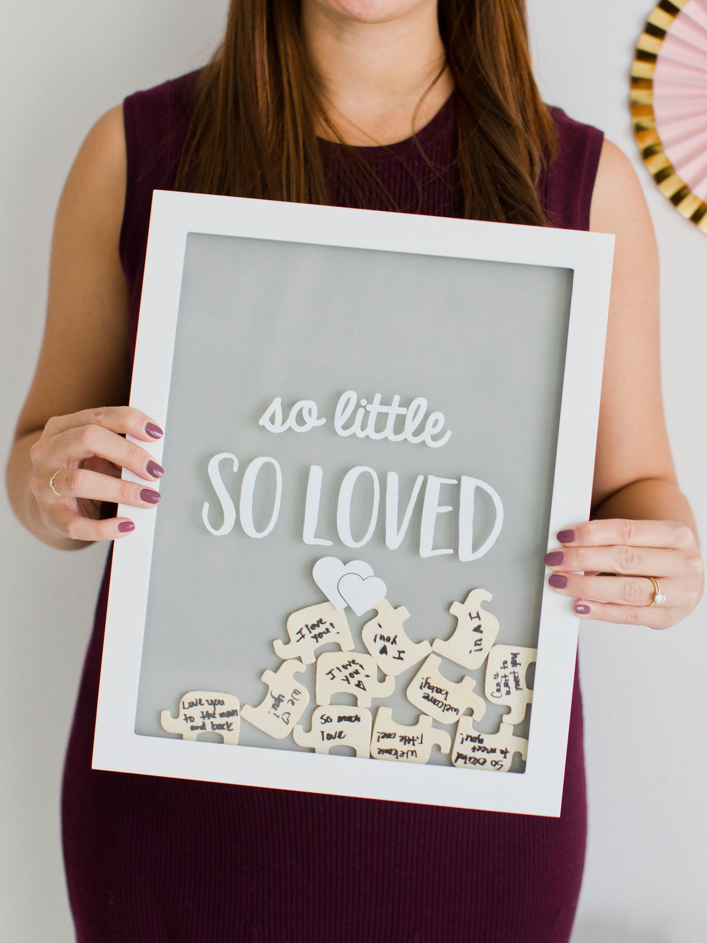 Pearhead elephant frame baby shower alternative with wooden pieces (British brand)