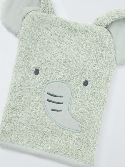 Mouffle de bain en tissu éponge éléphant John Lewis Vert pour bébé