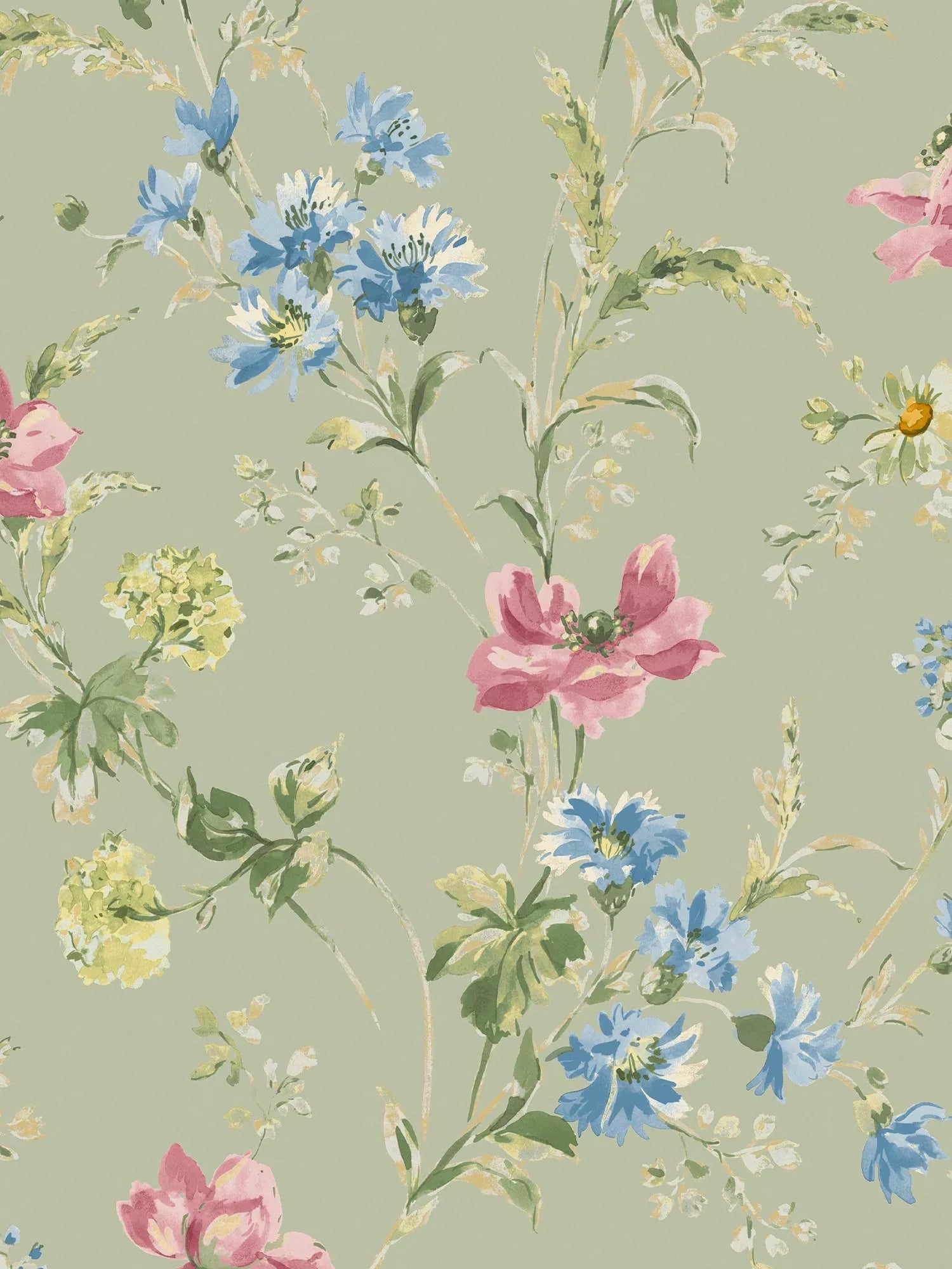 Laura Ashley Poppy Meadow floral wallpaper, UK version