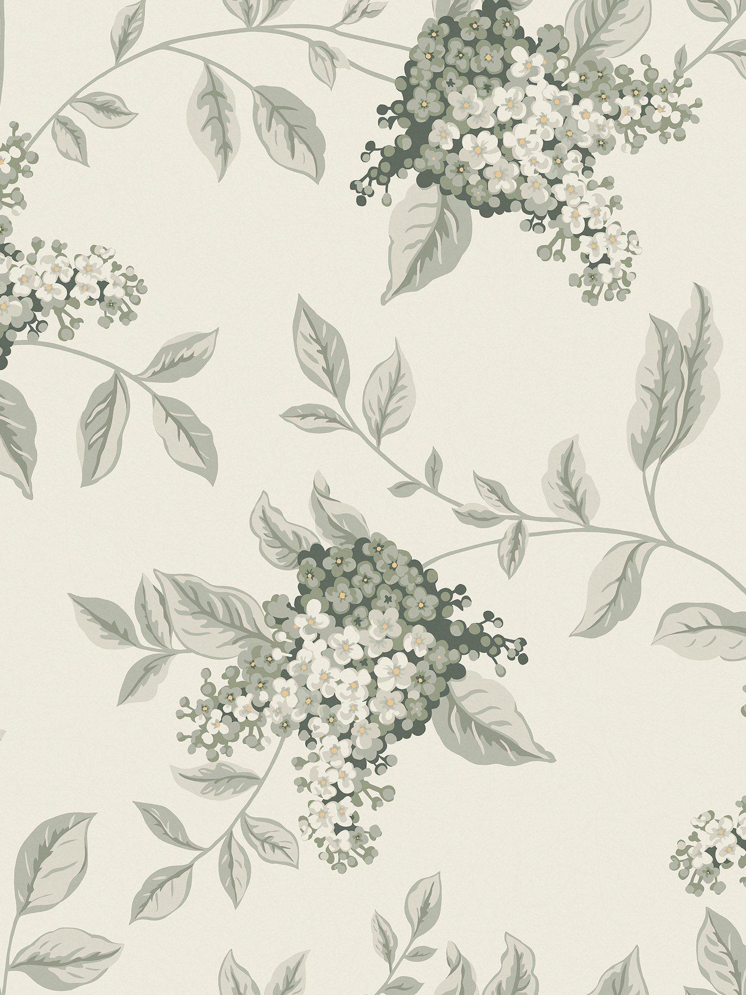 Laura Ashley fern pattern wallpaper with lilac flowers, UK version