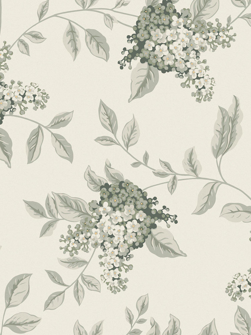 Laura Ashley fern pattern wallpaper with lilac flowers, UK version