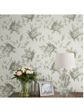 Laura Ashley fern pattern wallpaper with lilac flowers, UK version