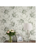 Laura Ashley fern pattern wallpaper with lilac flowers, UK version