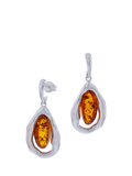 Be-Jewelled Baltic Amber Scandi drop earrings, silver (British brand)